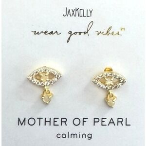 JaxKelly NWT Mother of Pearl Gold Tone‎ Eye Stud Earrings
